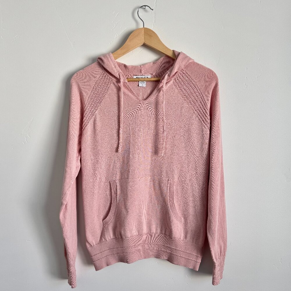 Athleta Evergreen Knit Hoodie Sweater in Pink Size S/P